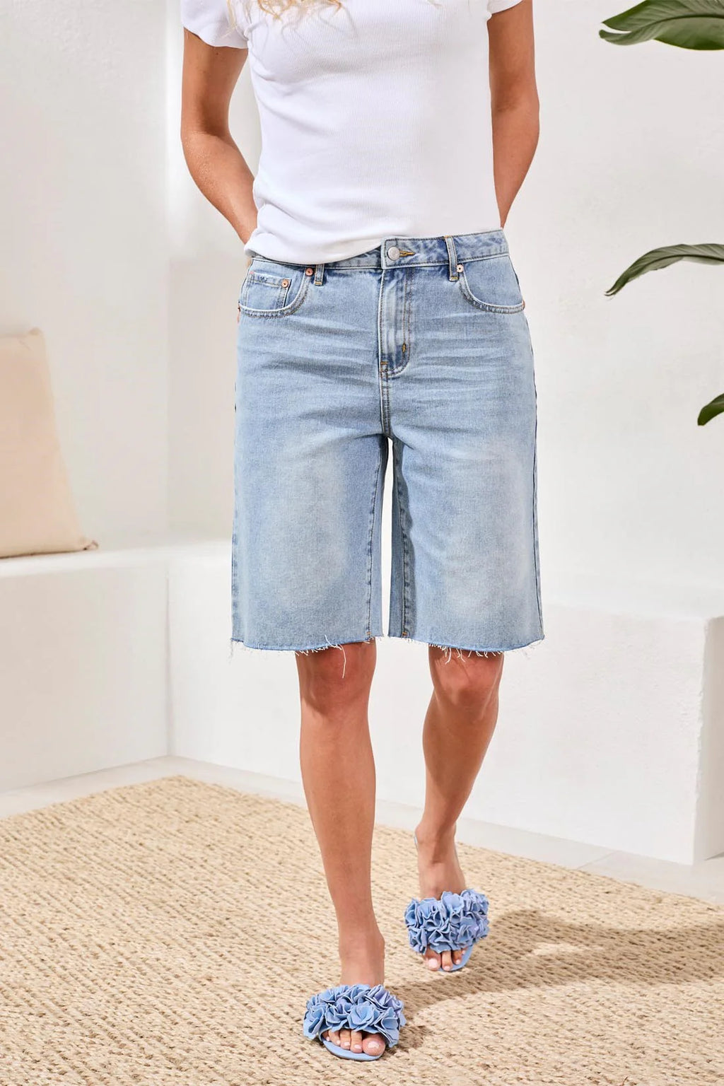 Tribal Blue Thread Brooke Wide Leg Denim Jorts – The 315 Hive