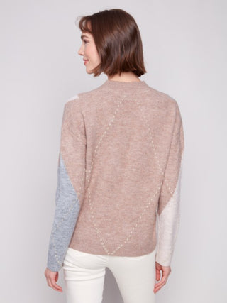 Charlie B V-Neck Argyle Jacquard Sweater