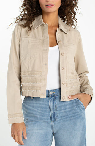Liverpool Trucker Jacket Fray Hem and Lace