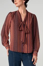 Liverpool Los Angeles Long Sleeve Woven Blouse with Neck Tie