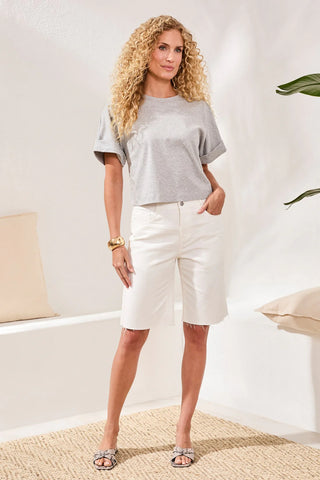 Tribal Blue Thread Brooke Wide Leg Denim Jorts