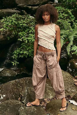 Free People Pink Sands Smocked Top