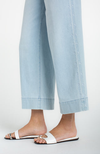 Liverpool Stride Crop Wide Leg w/Embroidered Side Seam
