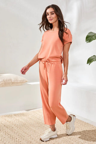 Soft Modal Barrel-Leg Elastic Waist Joggers