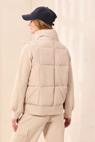 Tribal Quilted Puffer Vest with Removable Hood
