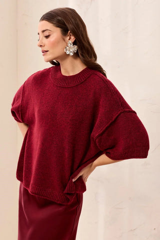 Tribal Satin Cherry Lacquer Midi Skirt