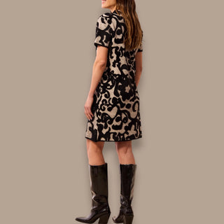 Tribal - Short Sleeve Jacquard Sweater Dress