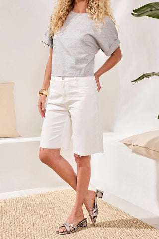 Tribal Blue Thread Brooke Wide Leg Denim Jorts