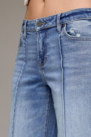 Hidden Pintucked Cuffed Wide Leg Jean