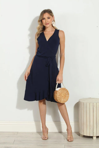 Veronica M Navy Stretch Ruffle Wrap Dress – The 315 Hive Boutique Inc