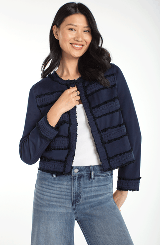 Liverpool Collarless Jacket With Fray & Lace