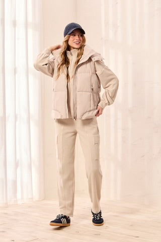 Tribal Quilted Puffer Vest with Removable Hood