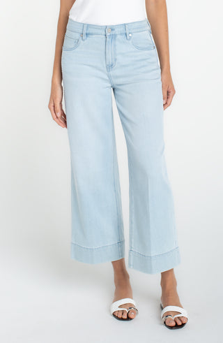 Liverpool Stride Crop Wide Leg w/Embroidered Side Seam