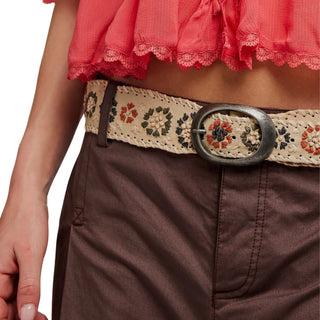 Free People Indigo Dreaming Raffia Belt In Natural