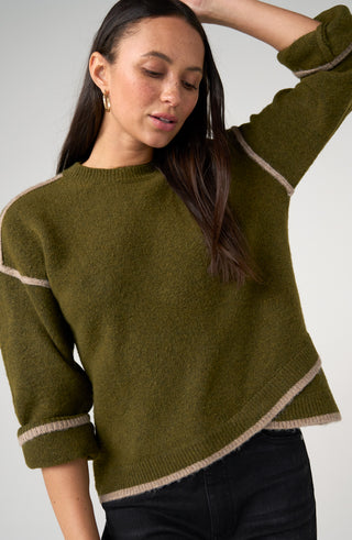 Liverpool Los Angeles Long Sleeve Crewneck Sweater with Cream Tulip Hem