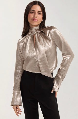 Liverpool Los Angeles Long Sleeve Woven Blouse with Back Necktie