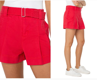Liverpool Pleated Trouser Short With Belt