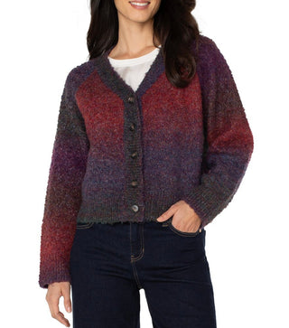 Liverpool Boucle Ombre V-Neck Long Sleeve Cardigan