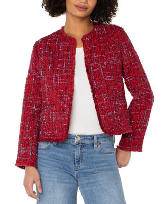 Liverpool Collarless Jacket Frayed Hem