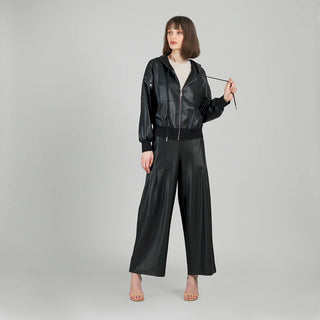 Clara SunWoo Liquid Leather Drawstring Track Jacket