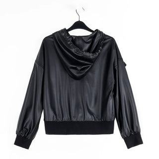 Clara SunWoo Liquid Leather Drawstring Track Jacket
