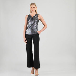 Clara Sunwoo Metallic Shimmer - Cowl Neck Draped Tank