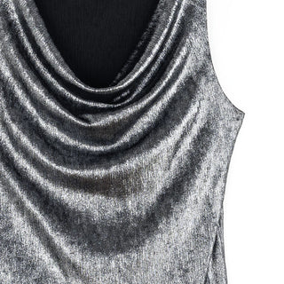 Clara Sunwoo Metallic Shimmer - Cowl Neck Draped Tank