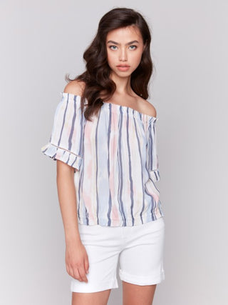 Charlie B Short Sleeve Peasant Blouse