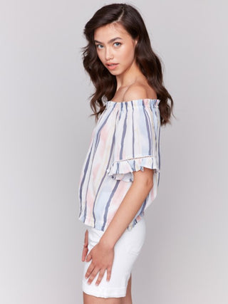 Charlie B Short Sleeve Peasant Blouse