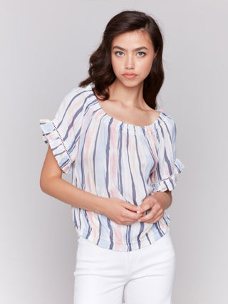 Charlie B Short Sleeve Peasant Blouse