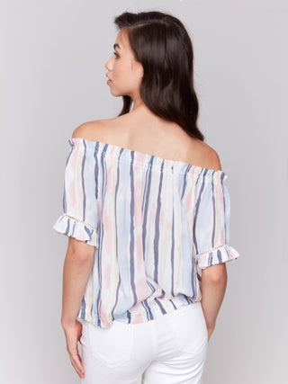 Charlie B Short Sleeve Peasant Blouse