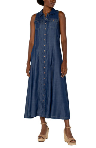 Liverpool Sleeveless Button Down Maxi Dress