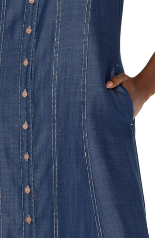 Liverpool Sleeveless Button Down Maxi Dress
