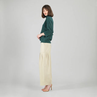 Clara SunWoo Plush Ribbed - Funnel Neck Sweater- Hunter Green