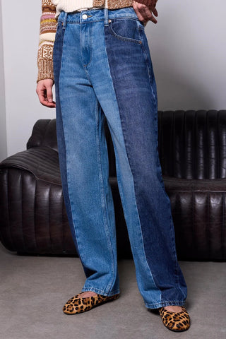 Tribal Blue Thread Two Tone Straight Leg Denim