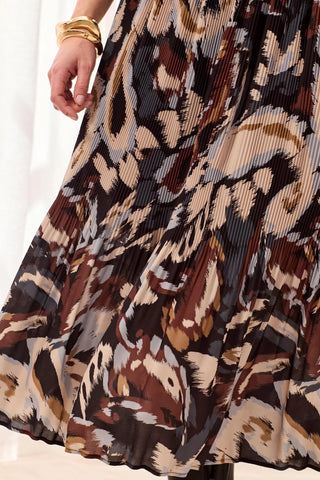 Tribal Flowy Plisse Printed Skirt