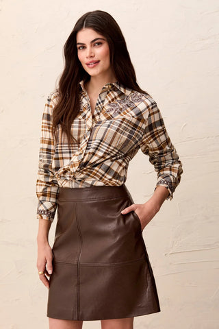 Tribal Lined Short Skirt with Cuts