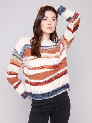 Charlie B Patchwork Knit Drop Shoulder Sweater