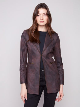 Charlie B Long Vintage Faux Suede Jacket