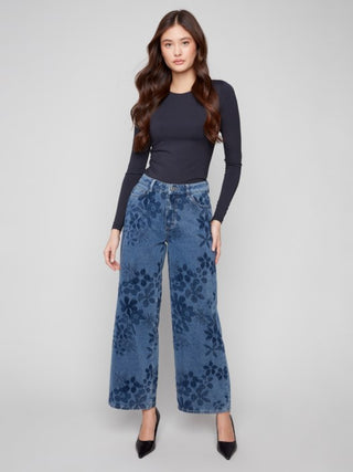 Charlie B Wide Leg Floral Jeans