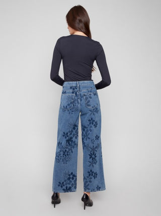 Charlie B Wide Leg Floral Jeans