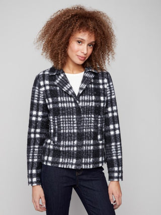 Charlie B Plaid Bouclé Knit Short Coat