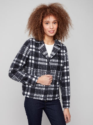 Charlie B Plaid Bouclé Knit Short Coat