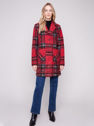 Charlie B Plaid Boucle Coat