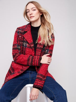 Charlie B Plaid Boucle Coat