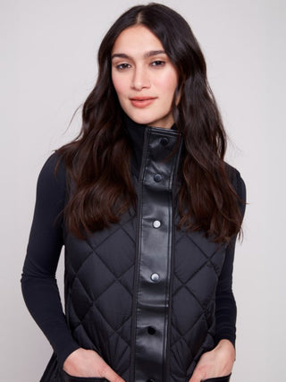Charlie B Reversible Button-Front Quilted Vest