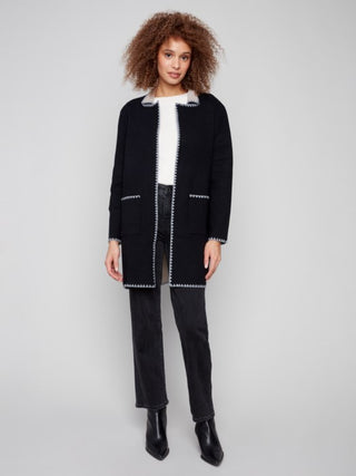 Charlie B Blanket Stitch Long Cardigan