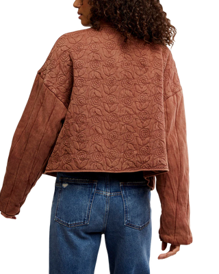 Free People Rose Zip-Up Sweatshirt Cinnamon Stick