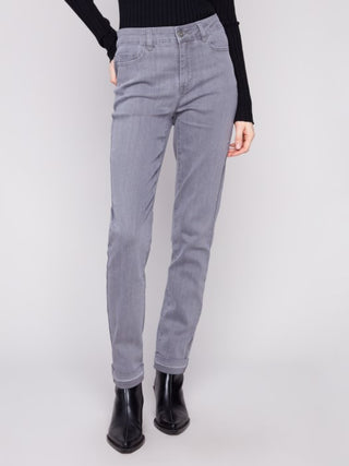Charlie B Cuffed Hem Twill Jeans