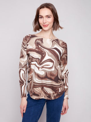 Charlie B Boat Neck Sweater With Side Buttons